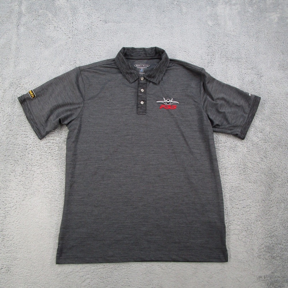 Pebble Beach Performance Mens Large Gray F-35 Lockheed Martin Golf Polo Shirt